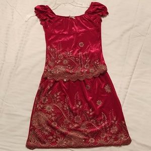 Two piece red and gold girl's outfit
